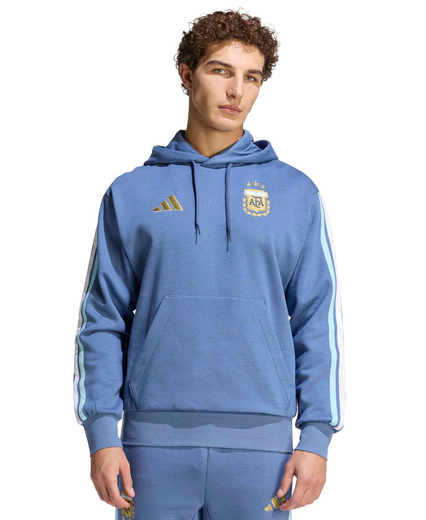 Мужское худи adidas Fleece Pullover, цвет: Синий — фото 1