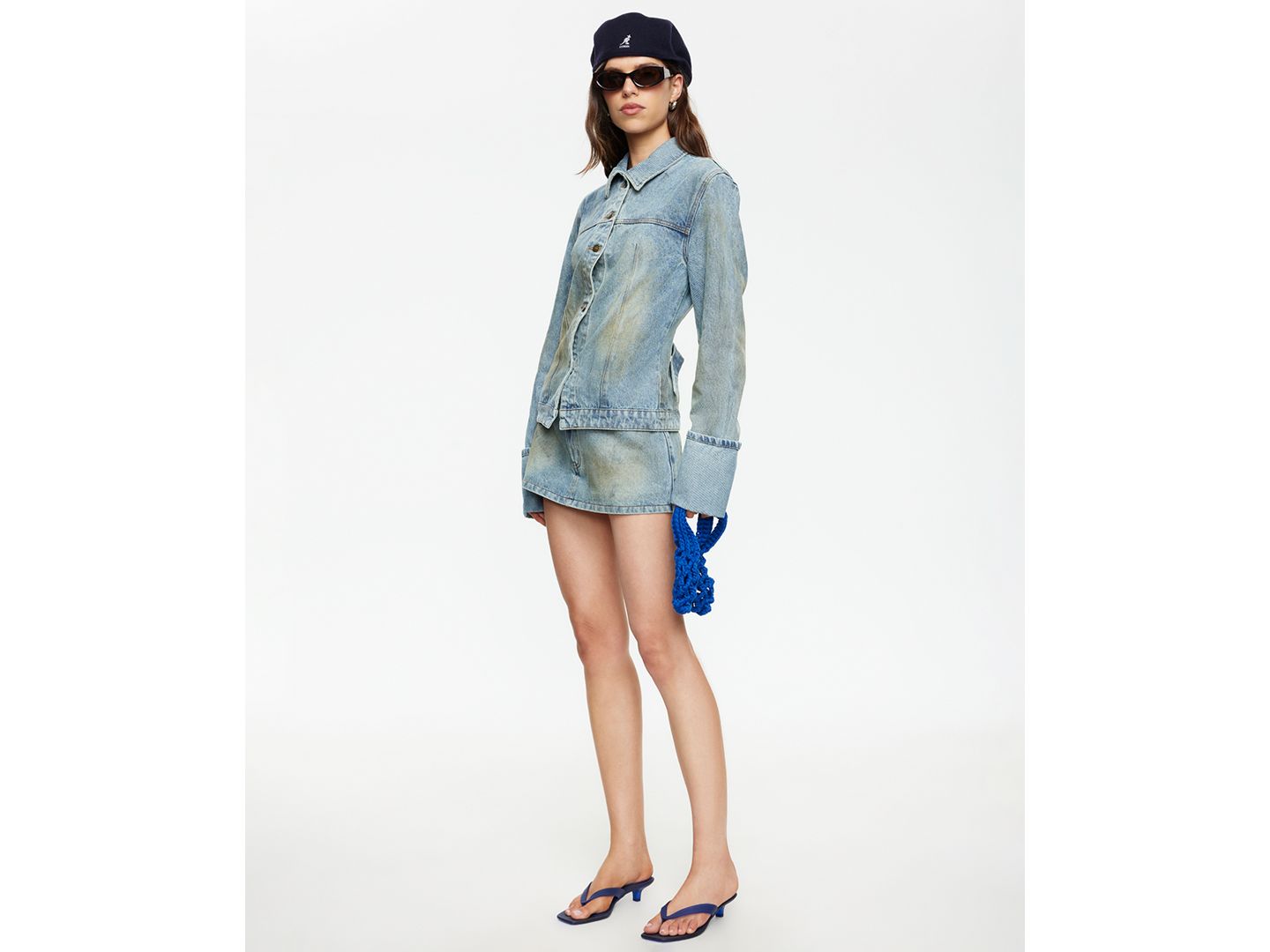 Женская куртка Lioness The Bronx Spread Collar Button-Front Cotton Denim Jacket, цвет: Каменный синий — фото 6