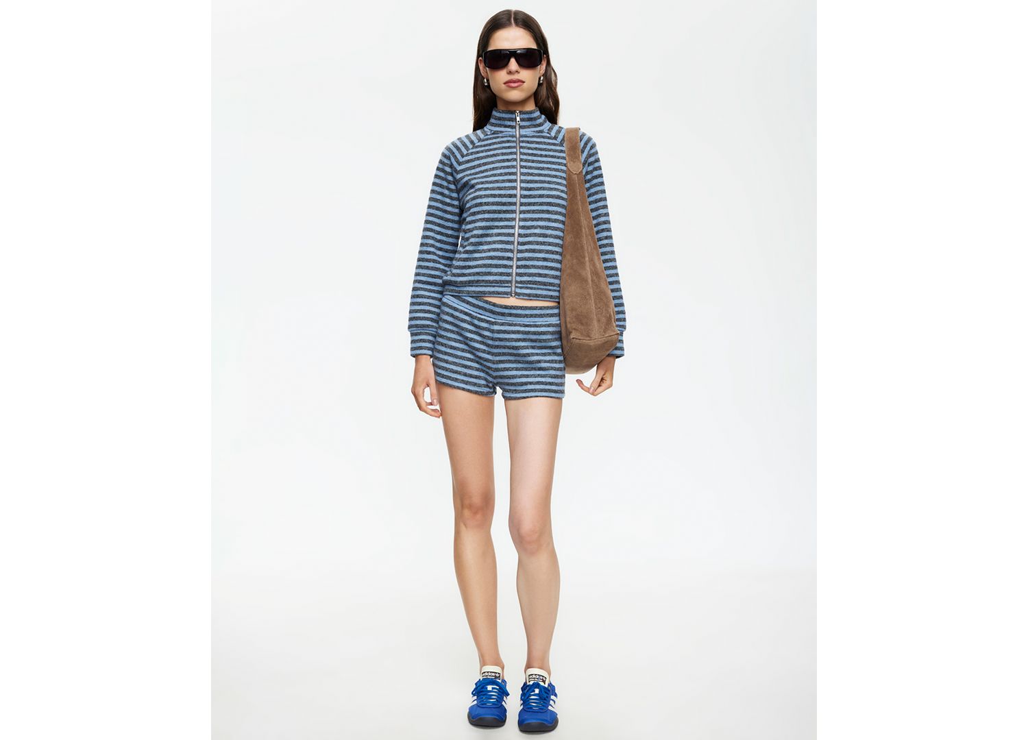 Women's Striped Funnel Neck Jacket