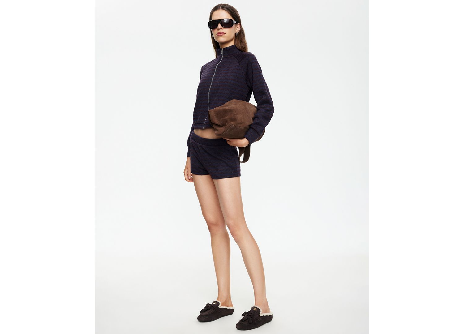 Women's Striped Funnel Neck Jacket