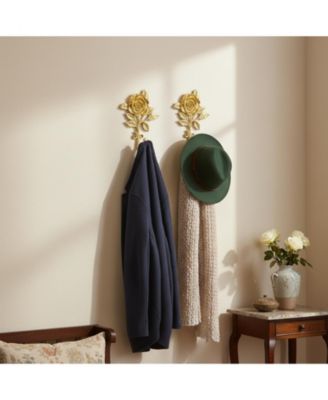 2pcs 3D Flower Retro Wall Hooks Heavy Duty Coat Hat Hanger Home Decor