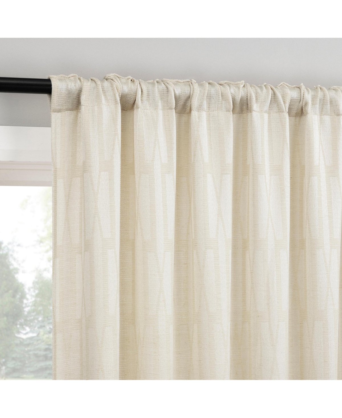 No. 918 Dover Tonal Geometric Semi-Sheer Back Tab Curtain Panel