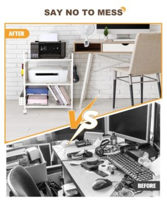 3-Tier Rolling Stand with Pegboard, Adjustable Shelf for Office/Home