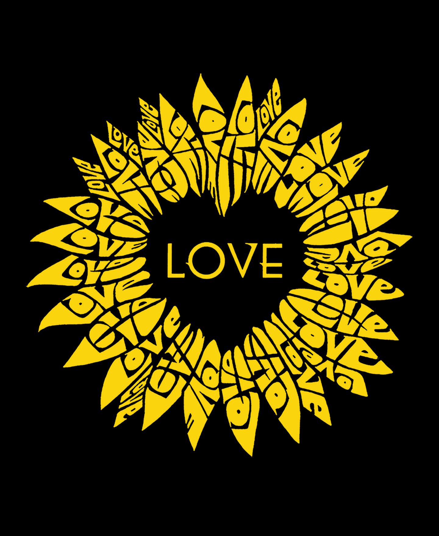 Женская футболка LA Pop Art Premium Blend Sunflower Love Word Art, цвет: Чёрный — фото 3