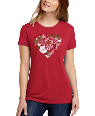 Women's Premium Blend Christmas Themed Heart Word Art T-Shirt