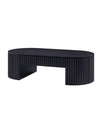 Oval Wood Coffee Table With Drawer - Mid Century Modern