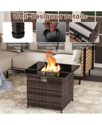 32.5 in Square Propane Fire Pit Table 50000 BTU with Tempered Glass Top