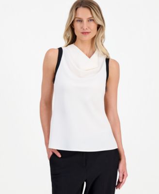 Petite Cowl Neck Sleeveless Blouse