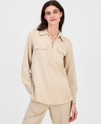 Women's Collared Half-Zip Roll-Tab Shirt