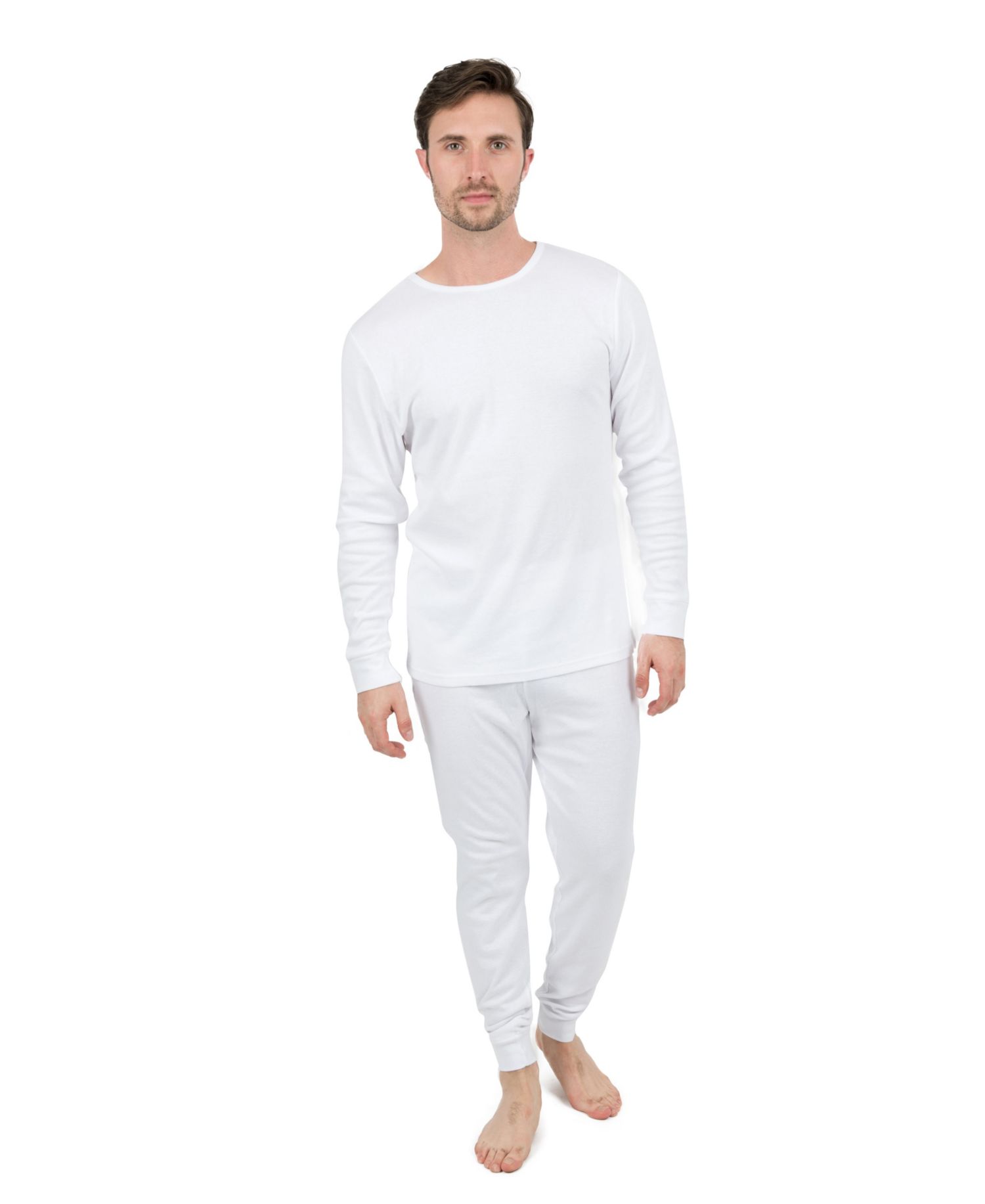 Mens Matching Family Two Piece Cotton Long Sleeve Shirt and Pants Solid Color Pajamas