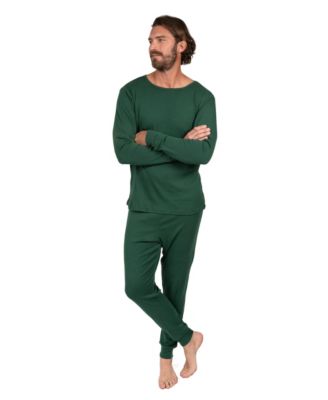 Mens Matching Family Two Piece Cotton Long Sleeve Shirt and Pants Solid Color Pajamas
