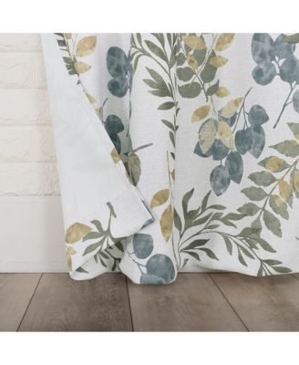 Remi Floral Leaf Print Blackout Grommet Curtain Panel