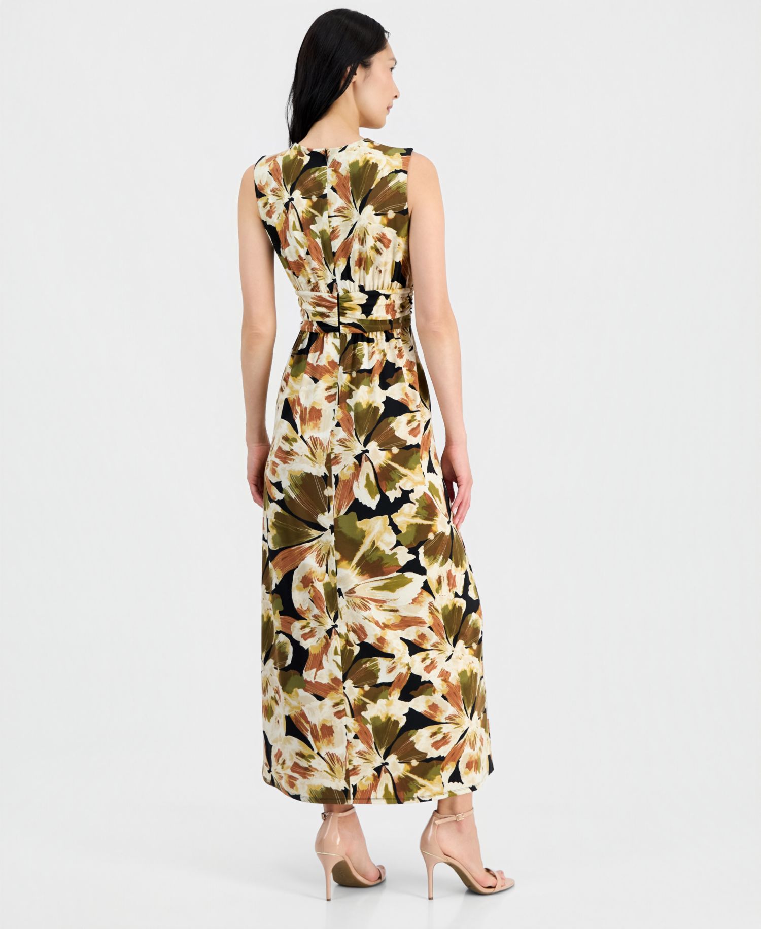 Petite V-Neck Sleeveless Twist-Front Maxi Dress