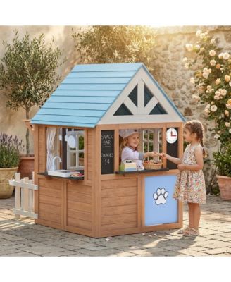 Outdoor Playhouse with Pet Door, Play Kitchen, Mailbox and Birdhouse