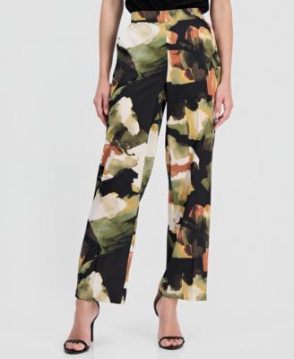 Women's Printed Pull-On Wide-Leg Pants