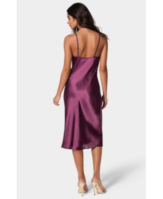 Women's Satin Cowl Neck Midi Slip Dress