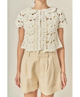 Women's Crochet Knit Crop Cardigan