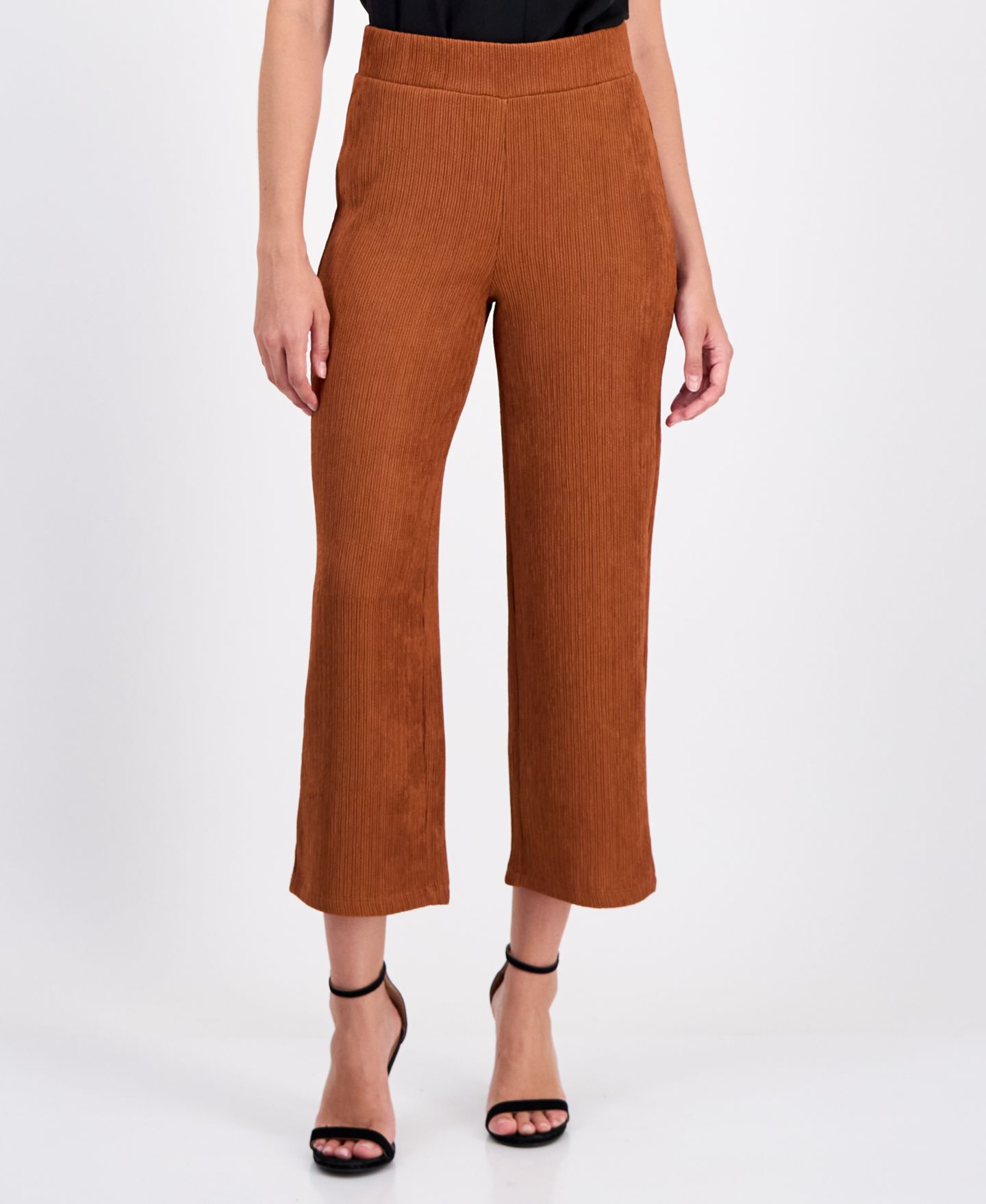 Женские брюки Anne Klein Crinkle-Knit Pull-On Wide-Leg, цвет: Кедровый — фото 1