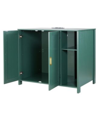 Self-Cleaning Litter Box Cabinet Cat Enclosure with Power Outlet