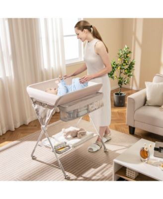 Portable Foldable Baby Changing Table with 3-Level Adjustable Height