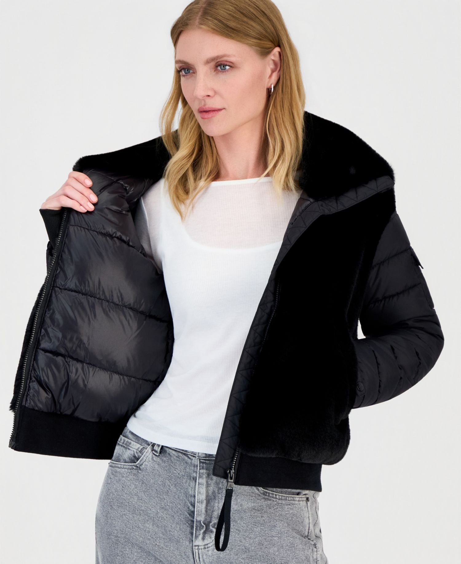 Women's Carrie Faux-Fur Puffer Mixed-Media Coat