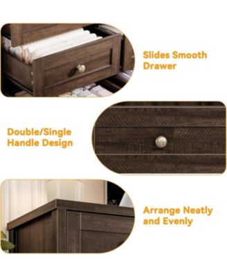 4-Door Boho Sideboard Buffet Cabinet, Natural Rattan Storage, Entryway Console or Coffee Bar Table for Dining Room, Living Room, Kitchen