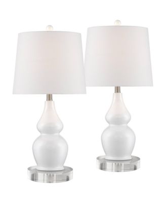 Jane Modern Double Gourd Table Lamps Set of 2 with Round Riser 26 1/2" High Ceramic Drum Shade for Bedroom Living Room Bedside Kids