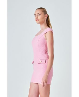 Women's Tweed Cap Sleeve Mini Dress