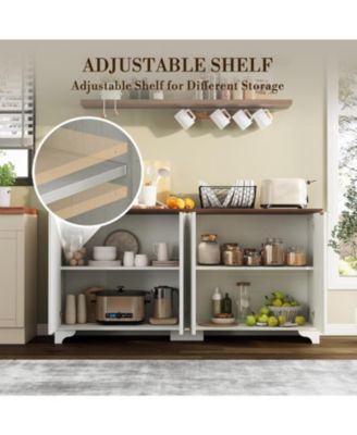 61" Modern Fluted Sideboard, 4-Door Storage Cabinet with Adjustable Shelves, Accent Furniture for Dining/Living Room