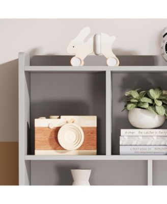 Three-Tier Kids Bookshelf and Toy Storage Rack, Multi-Functional Book and Toy Organizer for Playroom, Bedroom, Retro