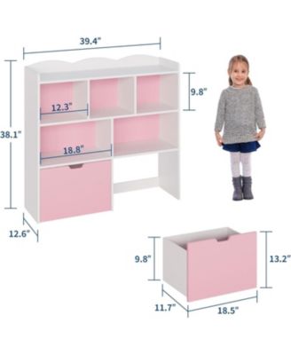 Toy Storage Organizer Bookshelf, 5 Storage Cubbies and 2 Drawers, Kids Toy Chest for Bedroom, Playroom