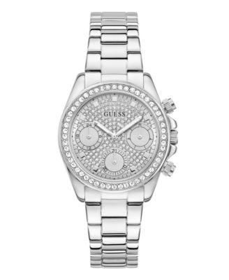 Women's Glitz Silver-Tone Stainless Steel Multi-Function Watch, 36mm
