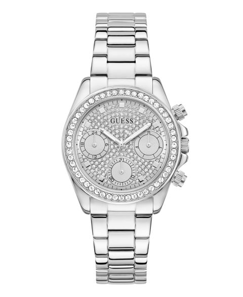 Женские часы GUESS Glitz Silver-Tone Stainless Steel Multi-Function, 36mm