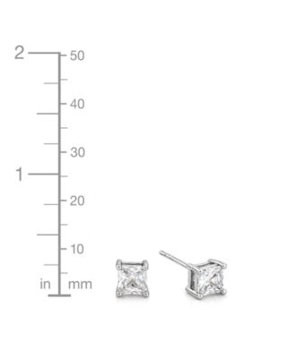3-Pc. Set Silver Plated Square Cubic Zirconia Stud Earrings