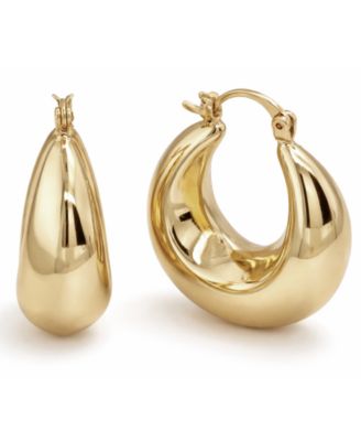 Silver Plated or 18k Gold Plated Brass Puff Hoop Earrings