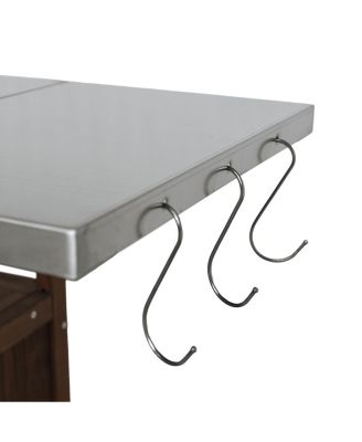 Farmhouse Rolling Outdoor Kitchen Cart Stainless Top