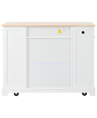 Rolling Kitchen Island Trash, Power, Storage