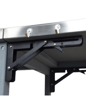  Farmhouse Rolling Outdoor Kitchen Cart Stainless Top