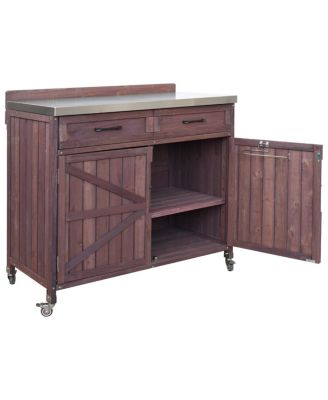  Outdoor Kitchen Island Stainless Top, Drawer, Shelves, Wheels