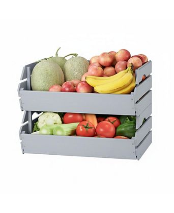 Stackable Wooden Potato Onion Storage Bins Produce Basket with Handles Kitchen Pantry Counter Organization