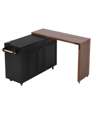  Kitchen Island Extendable Table and Trash Storage