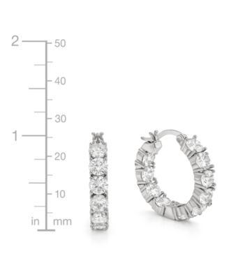 Cubic Zirconia Inside Outside Hoop Earring