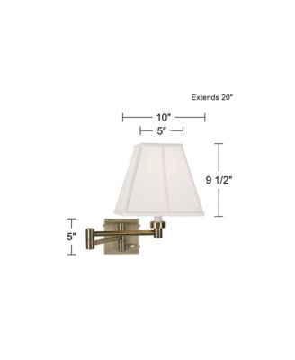 Swing Arm Wall Lamp Antique Brass Plug-In Light Fixture Ivory Fabric Square Shade Bedroom Bedside Reading