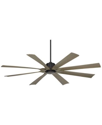 70" Defender Industrial Rustic Indoor Outdoor Ceiling Fan Remote Matte Black Weathered Oak Damp Rated Patio