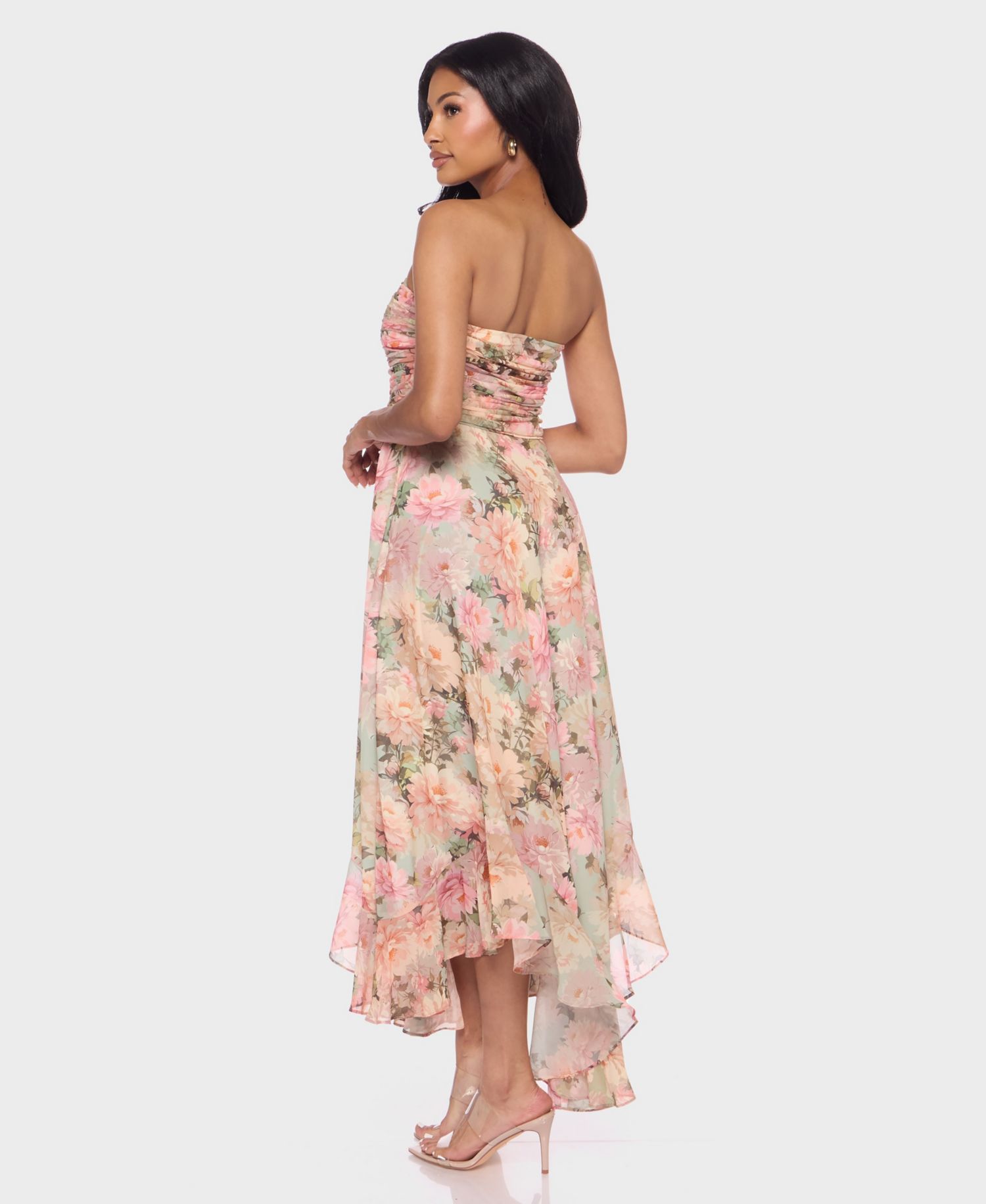 Juniors' Strapless Printed Dress