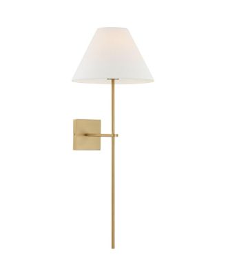 Possini Euro Ayla 32" High Brass and White Linen Wall Sconce