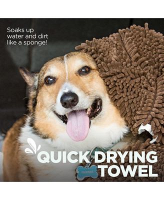 Ultra Absorbent Microfiber Dog Towel with Hand Pockets Quick Dry Machine Washable for Wet Dogs Muddy Paws