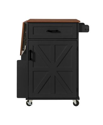  Farmhouse Kitchen Island Drop Leaf, Storage