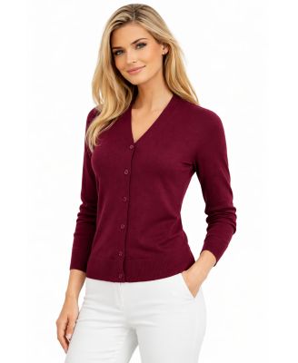 Women's Merino Wool Light Weight Cardigan Ultra Soft Fine Gauge V Neck Sweaters