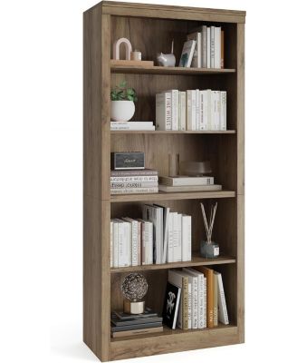 71" Tall Wooden Bookcase with 5 Tiers, Open Storage, Modern Floor Standing Shelves for Bedroom or Office